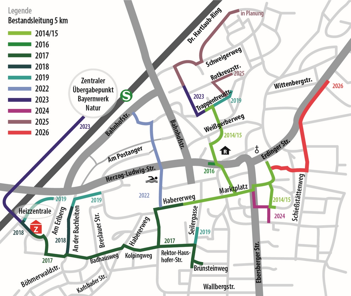 KUMS Wärmenetz Bestand und Ausbauplan Stand Juni 2025